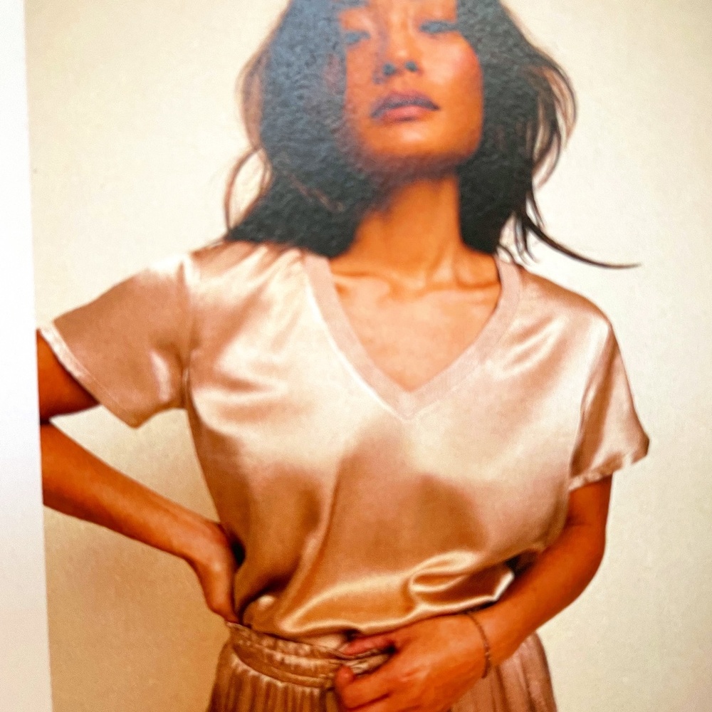 Nation JUNE top silk in Cafe' Au Lait color in size M